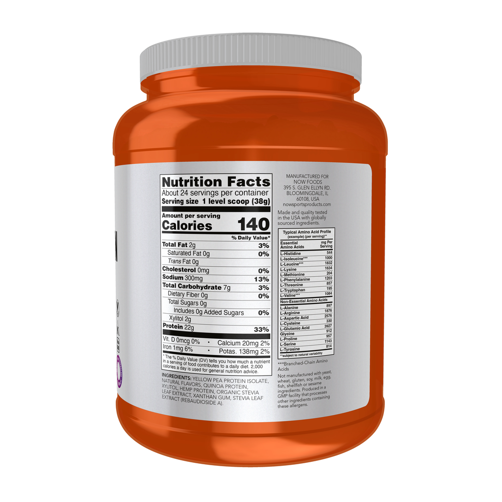 NOW Foods Plant Protein Complex, Creamy Vanilla Powder - 2 lbs. – Right label / Etykieta producenta