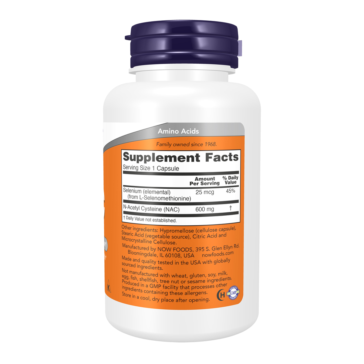 NOW Foods NAC 600 mg - 100 Capsules – Right label / Etykieta producenta