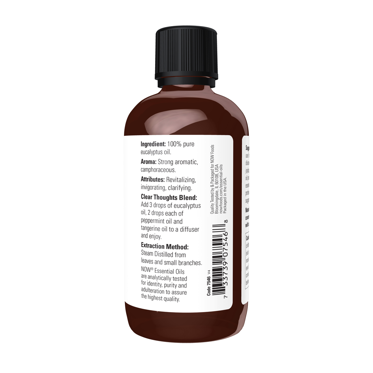 NOW Foods Eucalyptus Globulus Oil - 4 fl. oz. – Right label / Etykieta producenta