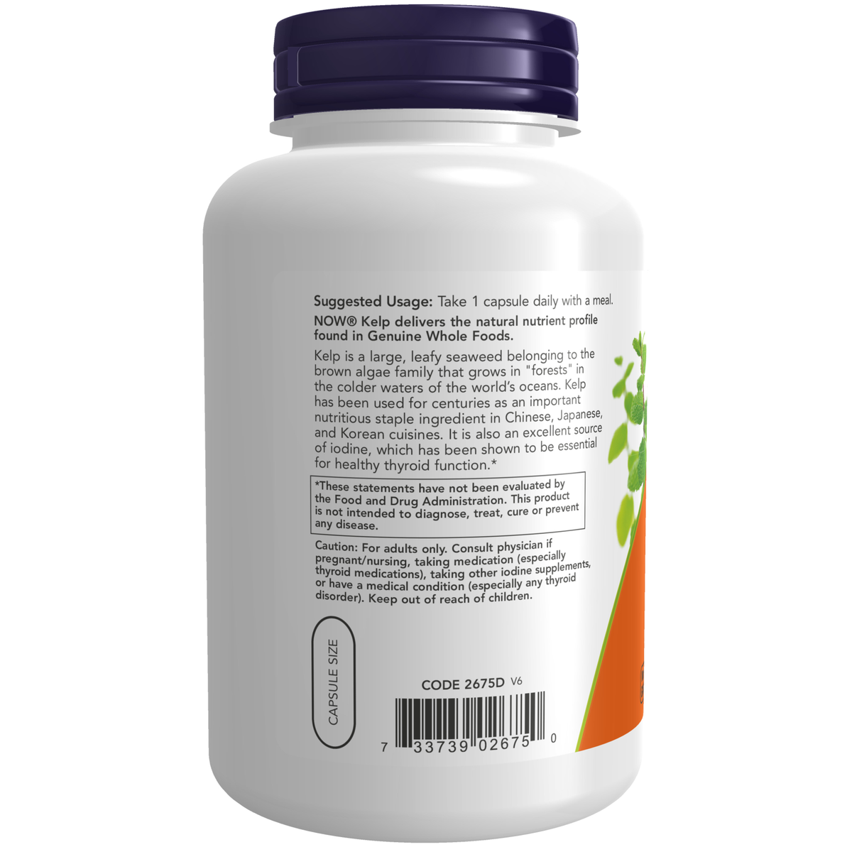 NOW Foods Kelp 325 mcg - 250 Veg Capsules – Label details / Etykieta producenta