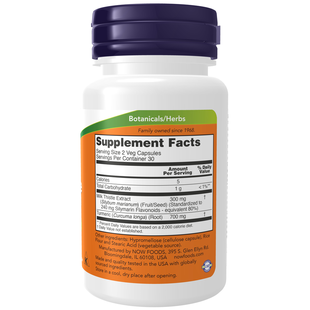NOW Foods Milk Thistle Extract 150 mg Silymarin (120 mg) - 60 Veg Capsules – Label details / Etykieta producenta