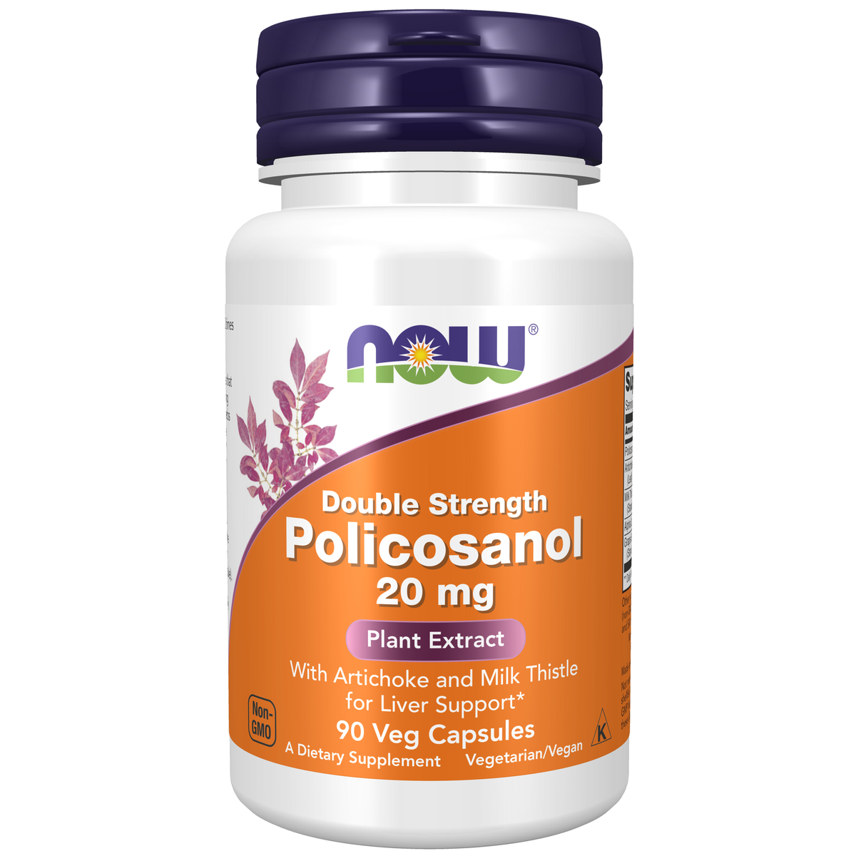 NOW Foods Policosanol, Double Strength 20 mg - 90 Veg Capsules / Policosanol, podwójna moc 20 mg - 90 kapsułek roślinnych