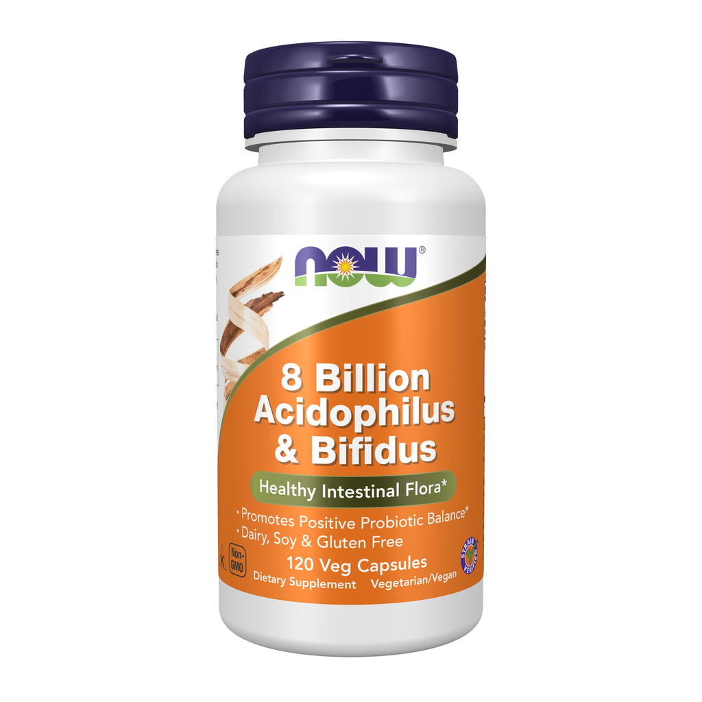 NOW Foods 8 Billion Acidophilus & Bifidus - 120 Veg Capsules / 8 miliardów Acidophilus & Bifidus - 120 kapsułek roślinnych