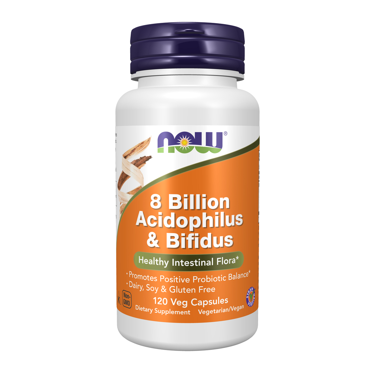NOW Foods 8 Billion Acidophilus & Bifidus - 120 Veg Capsules / 8 miliardów Acidophilus & Bifidus - 120 kapsułek roślinnych