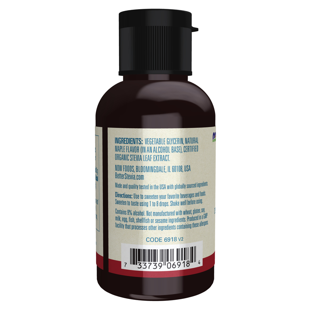 NOW Foods BetterStevia® Liquid, Maple - 2 fl. oz. – Label details / Etykieta producenta