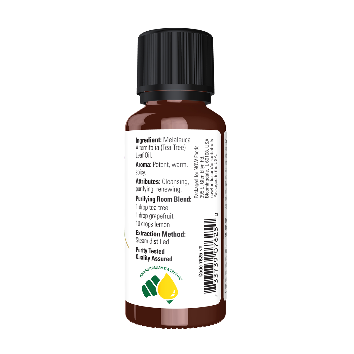 NOW Foods Tea Tree Oil - 1 fl. oz. – Right label / Etykieta producenta