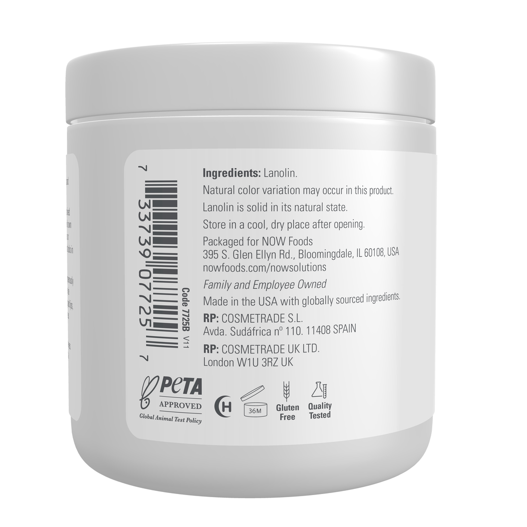 NOW Foods Pure Lanolin - 7 Ounce – Left label / Etykieta producenta
