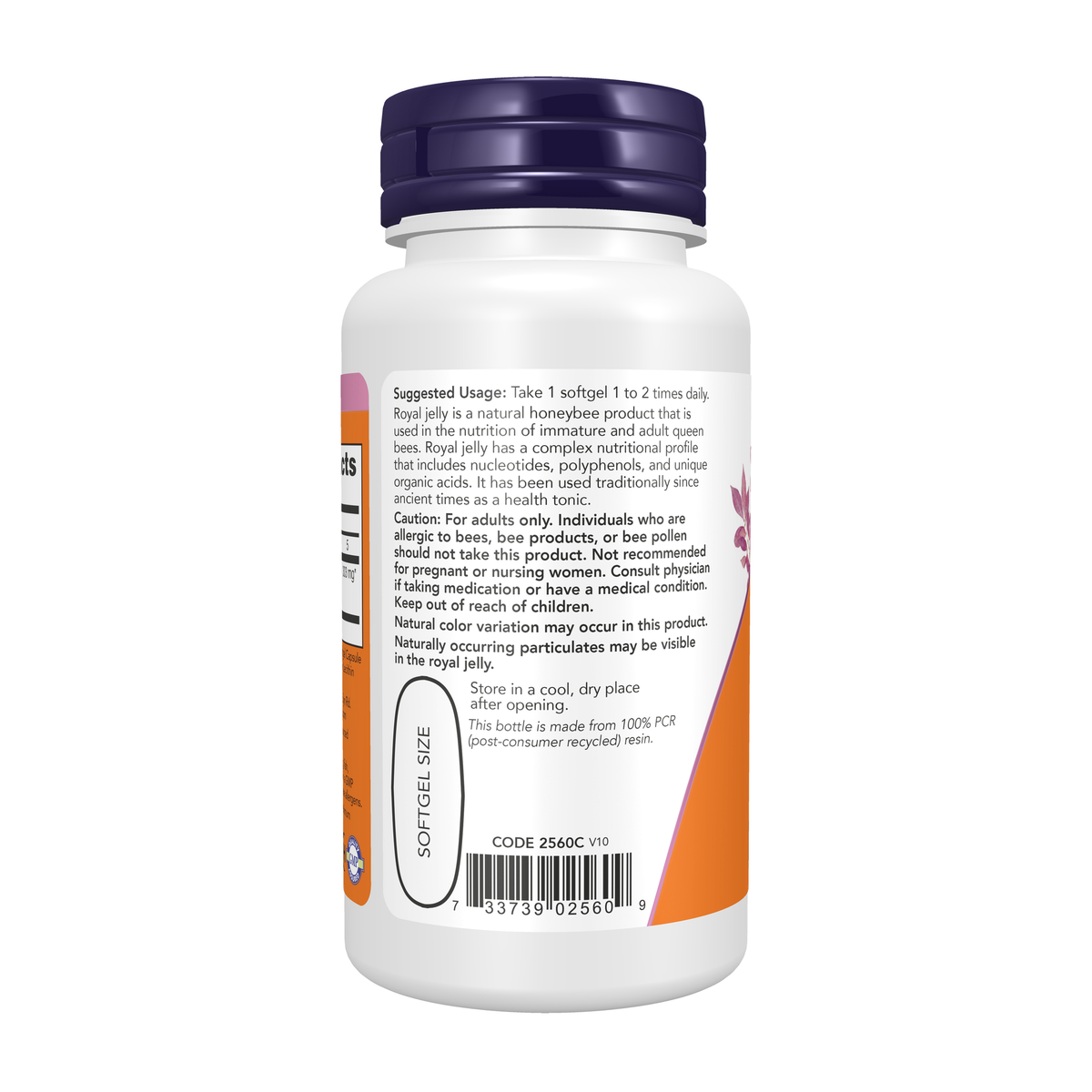 NOW Foods Royal Jelly 1000 mg - 60 Softgels – Left label / Etykieta producenta