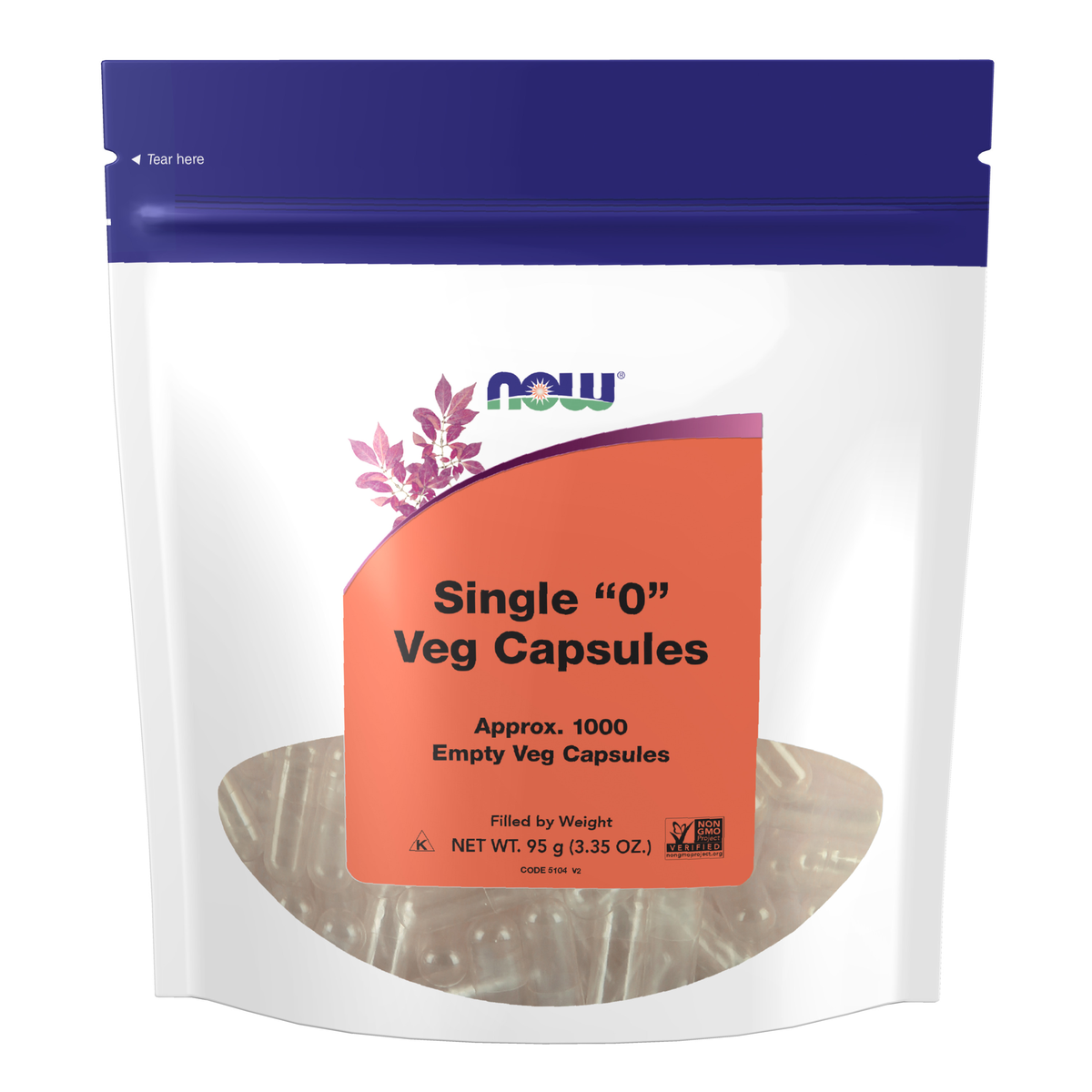 NOW Foods Empty Capsules, Vegetarian, Single 0" - 1000 Veg Capsules" / puste kapsułki, wegetariański, Single 0" - 1000 kapsułek roślinnych"