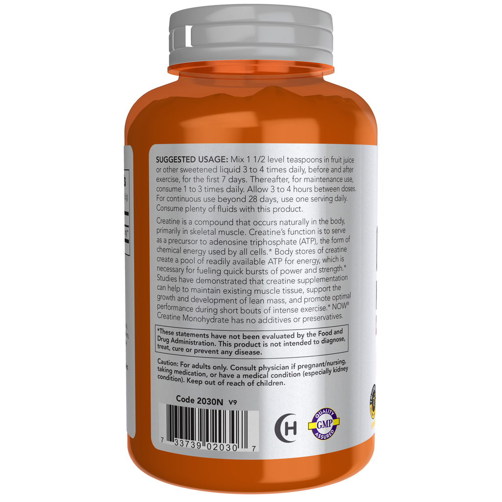 NOW Foods Creatine Monohydrate Powder - 8 oz. – Label details / Etykieta producenta