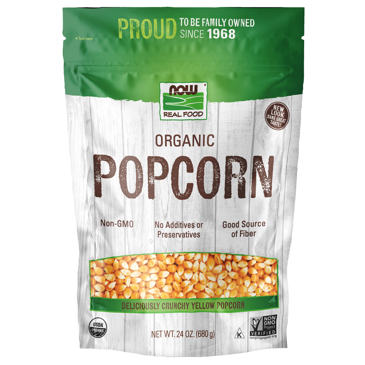 NOW Foods Popcorn, Organic - 24 oz. / Popcorn, produkt ekologiczny - 24 oz.