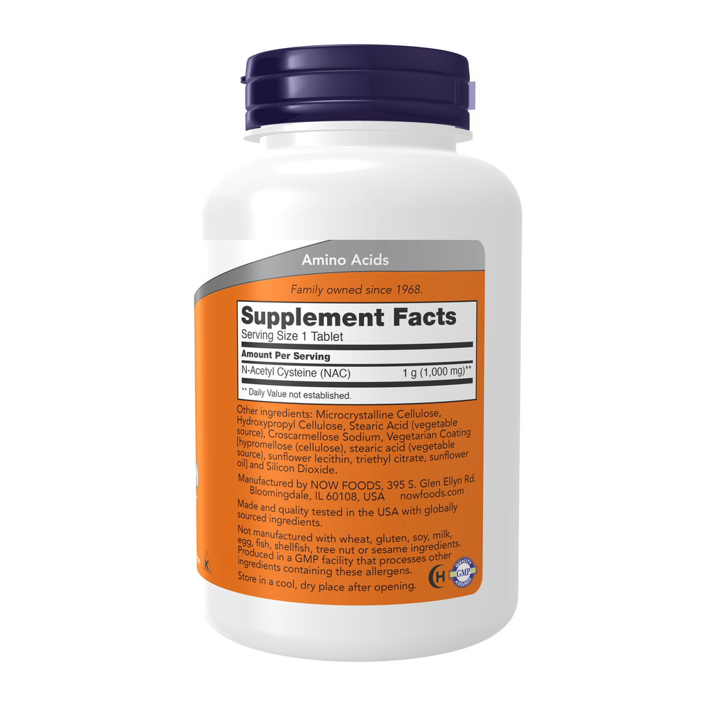 NOW Foods NAC 1000 mg - 120 Tablets – Right label / Etykieta producenta