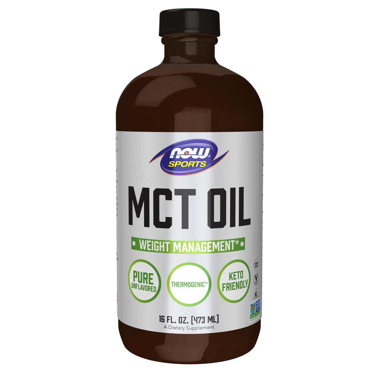 NOW Foods MCT Oil Liquid in Glass Bottle - 16 fl. oz. / MCT olejek płyn in szkło butelka - 16 fl oz