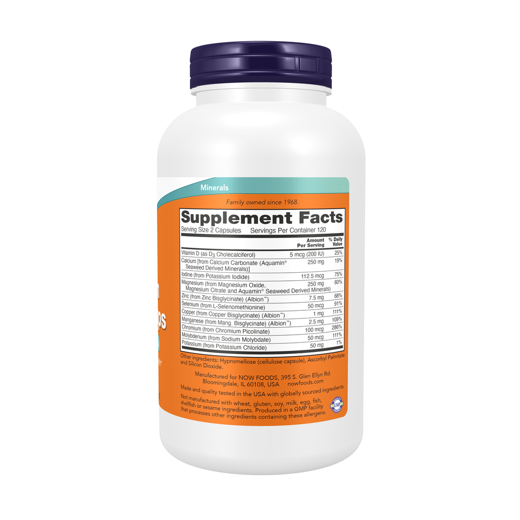 NOW Foods Full Spectrum Mineral Caps - 240 Veg Capsules – Right label / Etykieta producenta