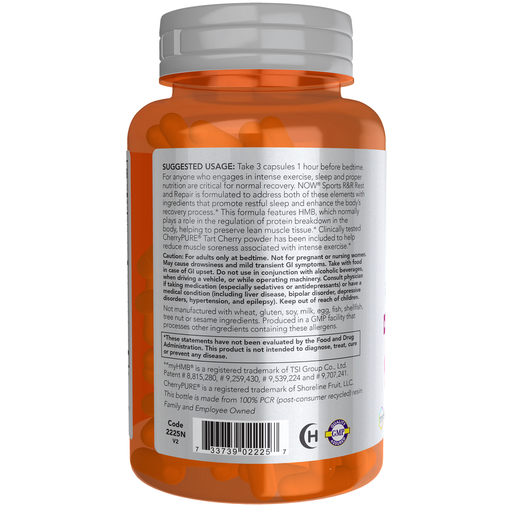 NOW Foods R & R Rest and Repair - 90 Veg Capsules – Left label / Etykieta producenta