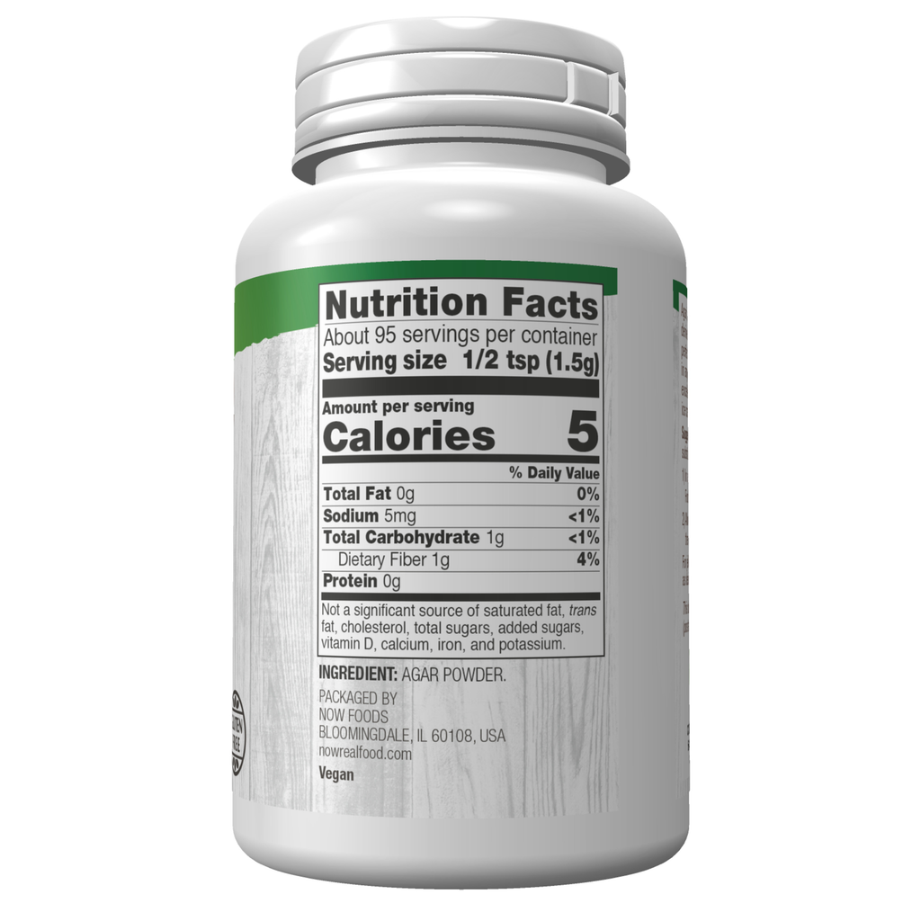 NOW Foods Agar Powder - 5 oz. – Right label / Etykieta producenta