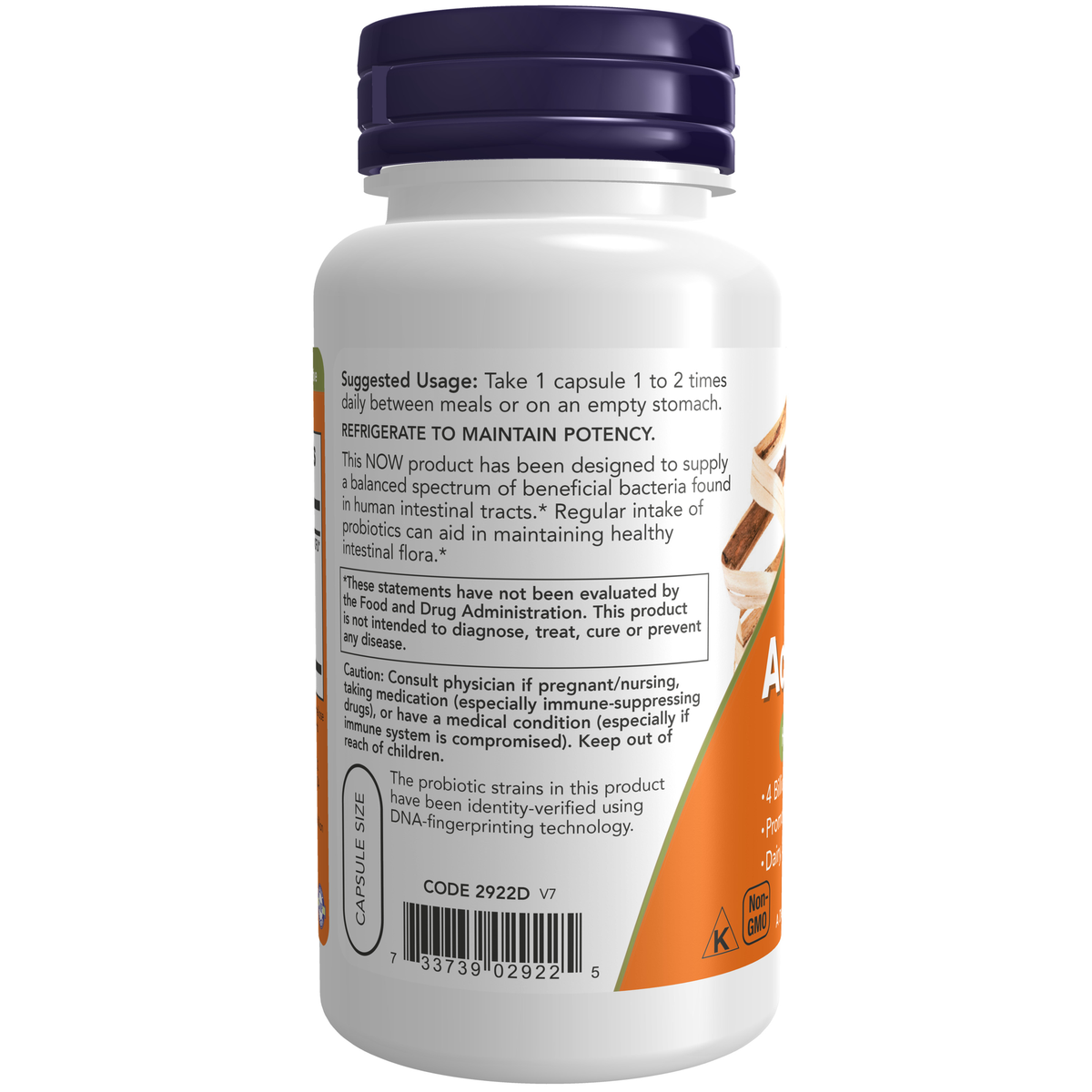NOW Foods Acidophilus 4x6 - 120 Veg Capsules – Label details / Etykieta producenta