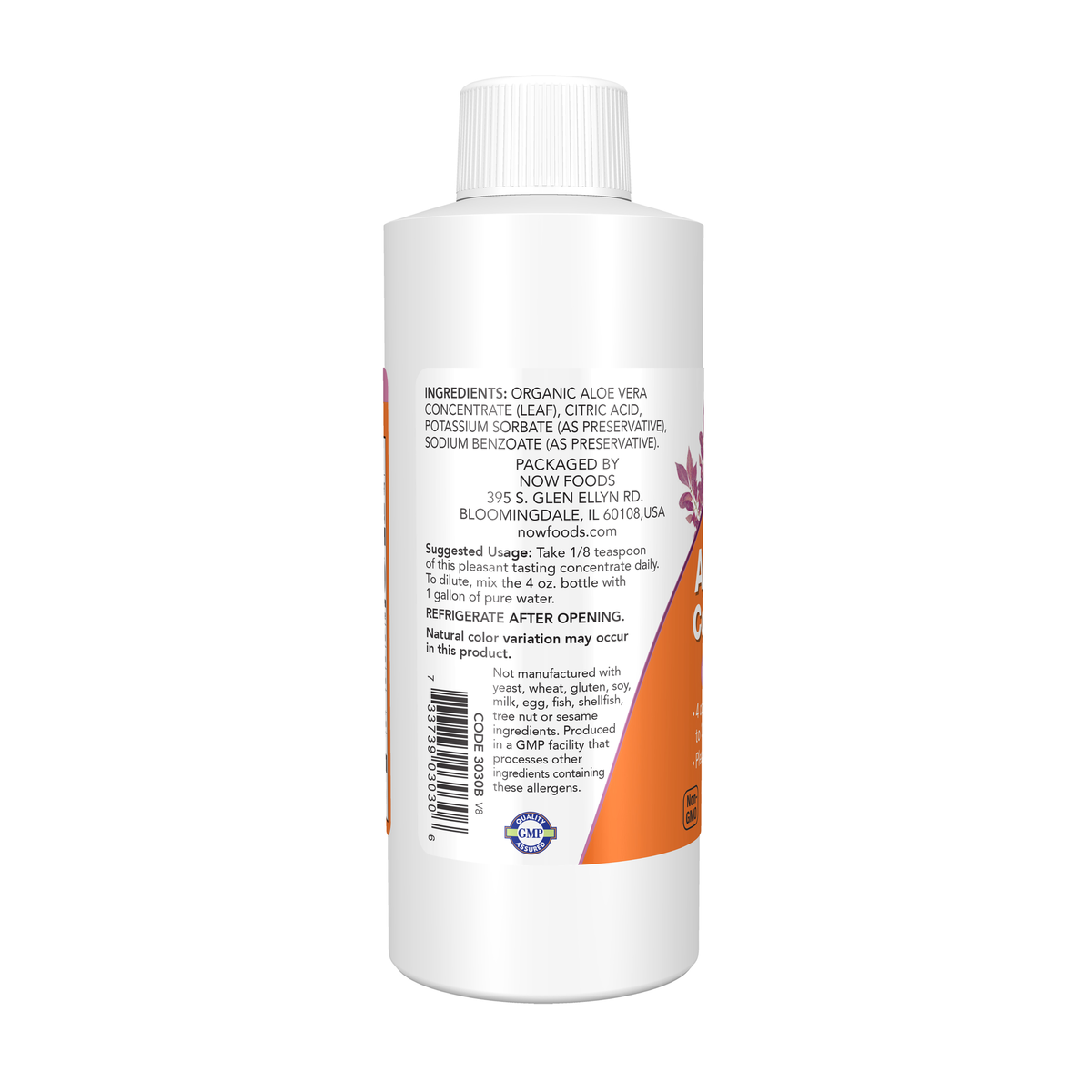 NOW Foods Aloe Vera Concentrate - 4 oz. – Left label / Etykieta producenta