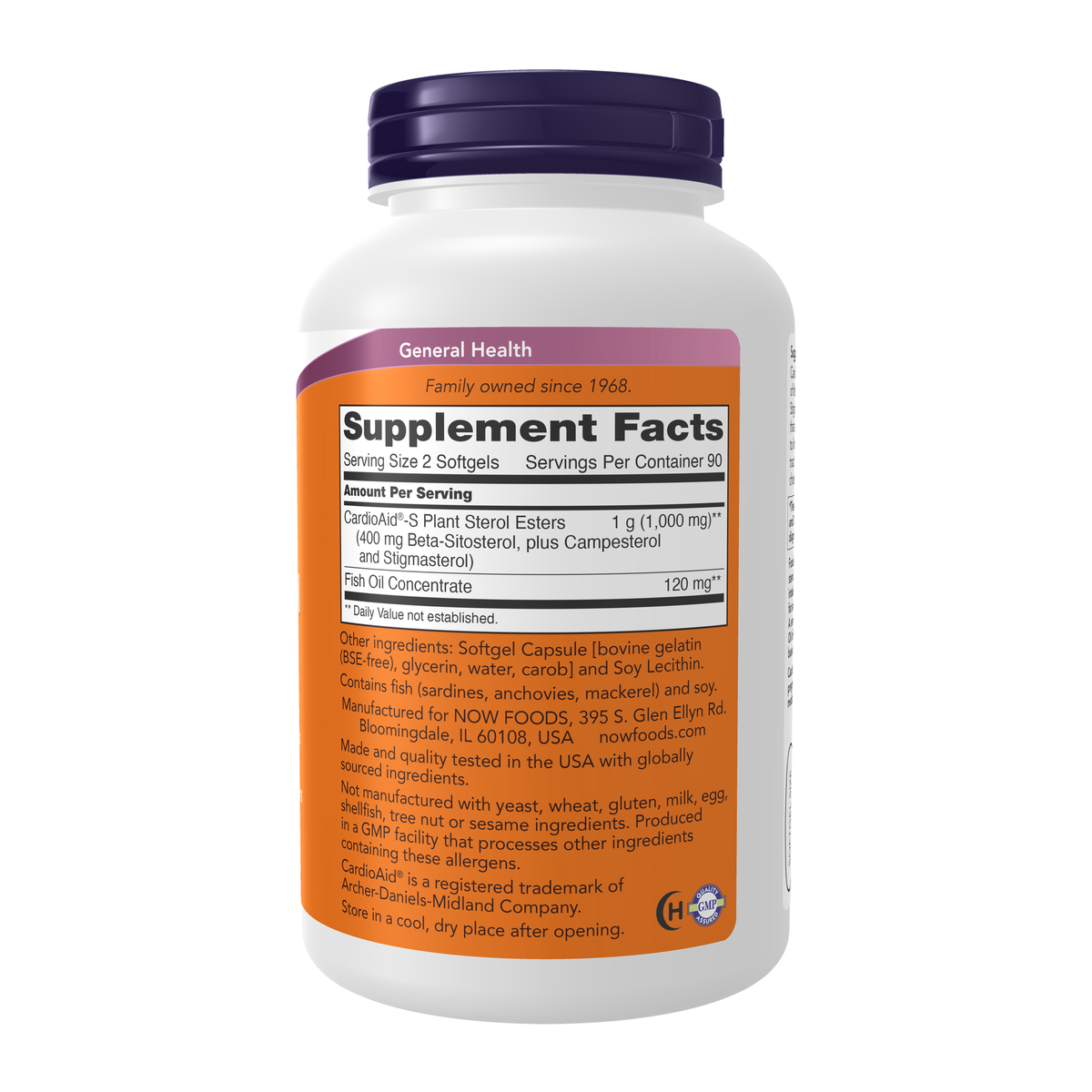 NOW Foods Beta-Sitosterol Plant Sterols - 180 Softgels – Right label / Etykieta producenta