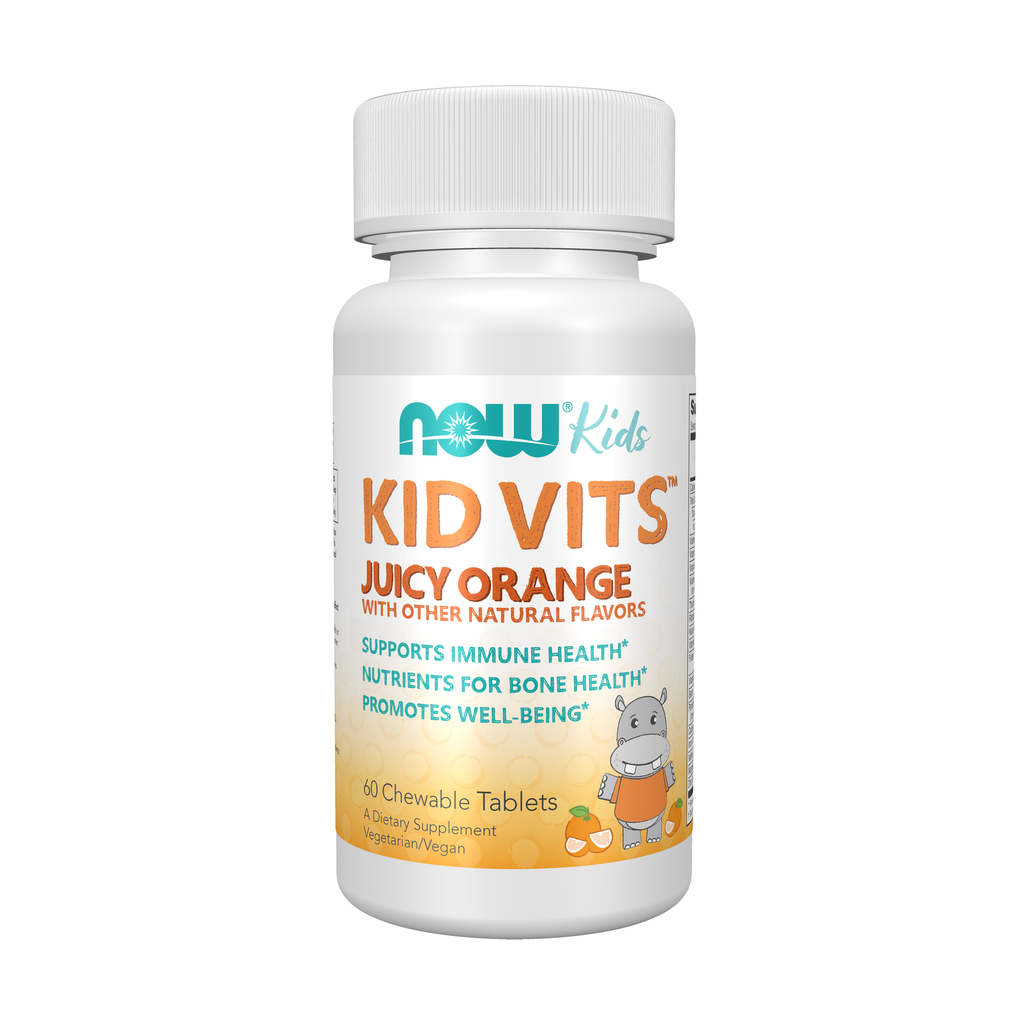 NOW Foods Kid Vits, Juicy Orange - 60 Chewable Tablets / Kid Vits, Juicy pomarańcza - 60 tabletek do żucia