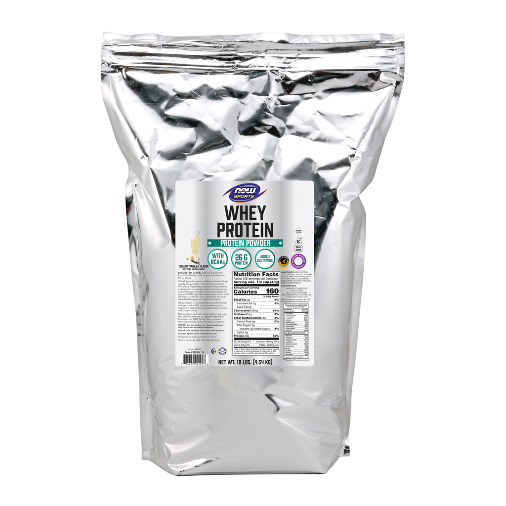 NOW Foods Whey Protein, Creamy Vanilla Powder - 10 lbs. / białko serwatkowe, kremowa wanilia proszek - 10 lb