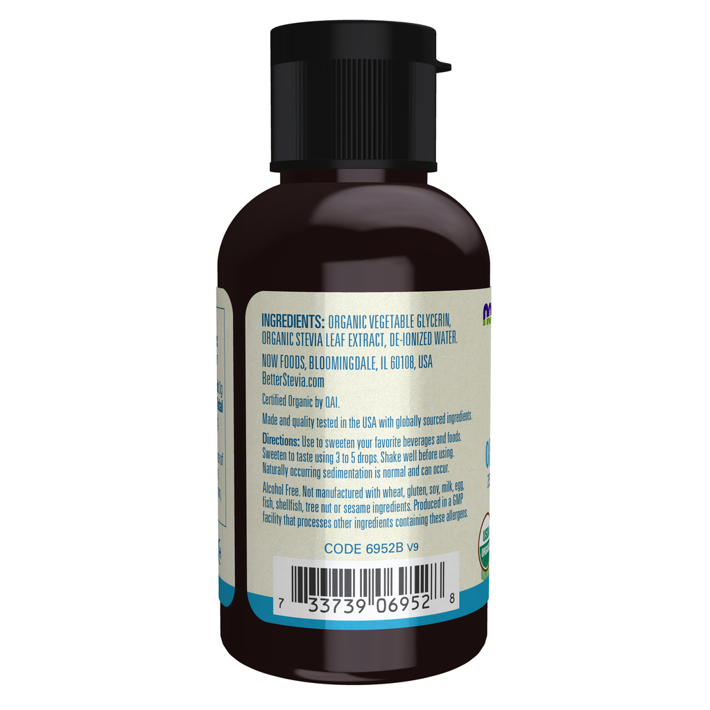 NOW Foods BetterStevia® Liquid, Organic Glycerite - 2 fl. oz. – Label details / Etykieta producenta