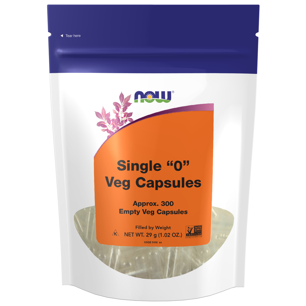 NOW Foods Empty Capsules, Vegetarian, Single 0" - 300 Veg Capsules" / puste kapsułki, wegetariański, Single 0" - 300 kapsułek roślinnych"