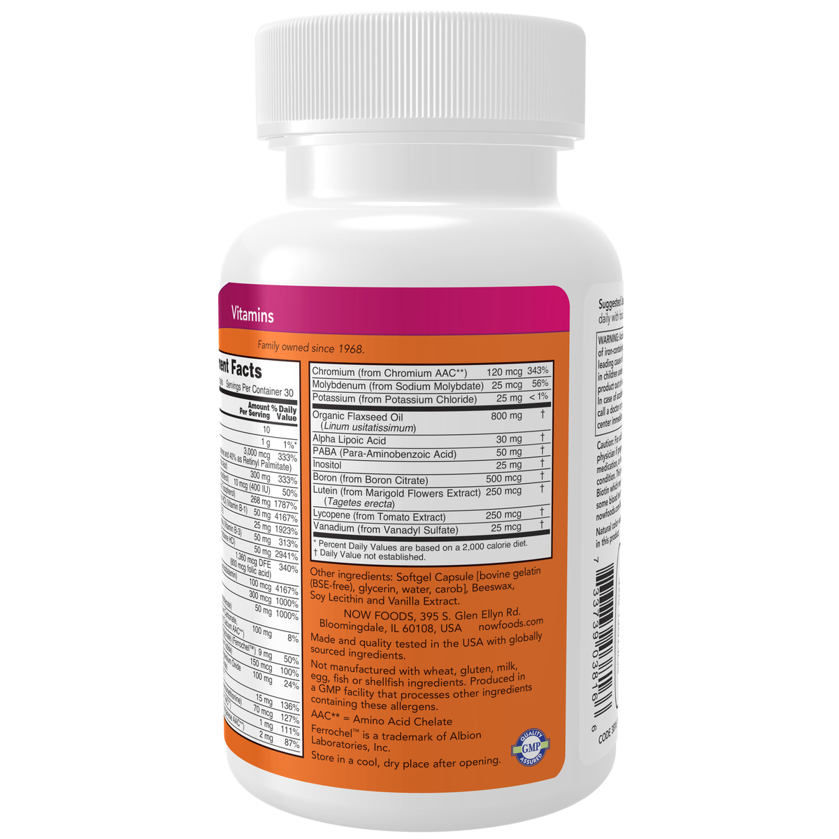 NOW Foods Liquid Multi Gels - 60 Softgels – Label details / Etykieta producenta