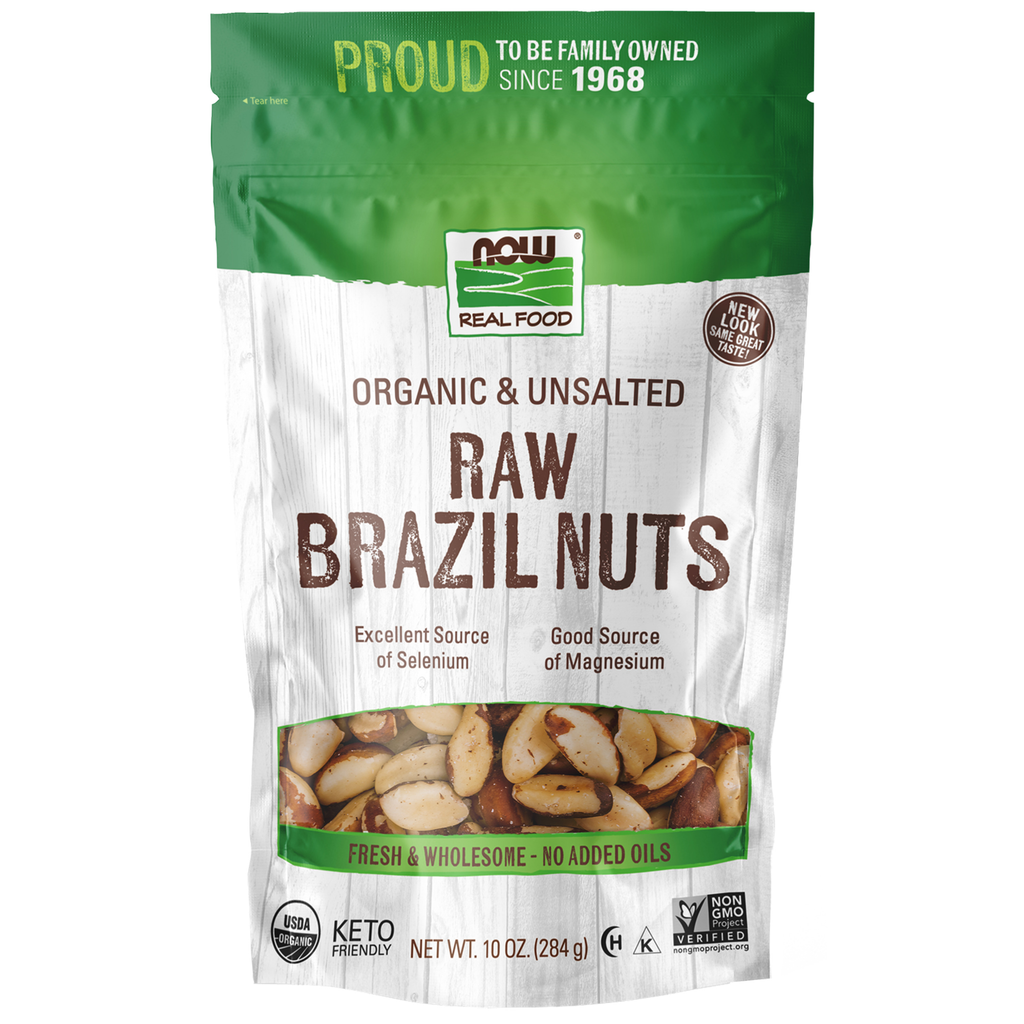 NOW Foods Brazil Nuts, Organic, Raw & Unsalted - 10 oz. / orzechy brazylijskie, produkt ekologiczny, surowe i niesolone - 10 oz.