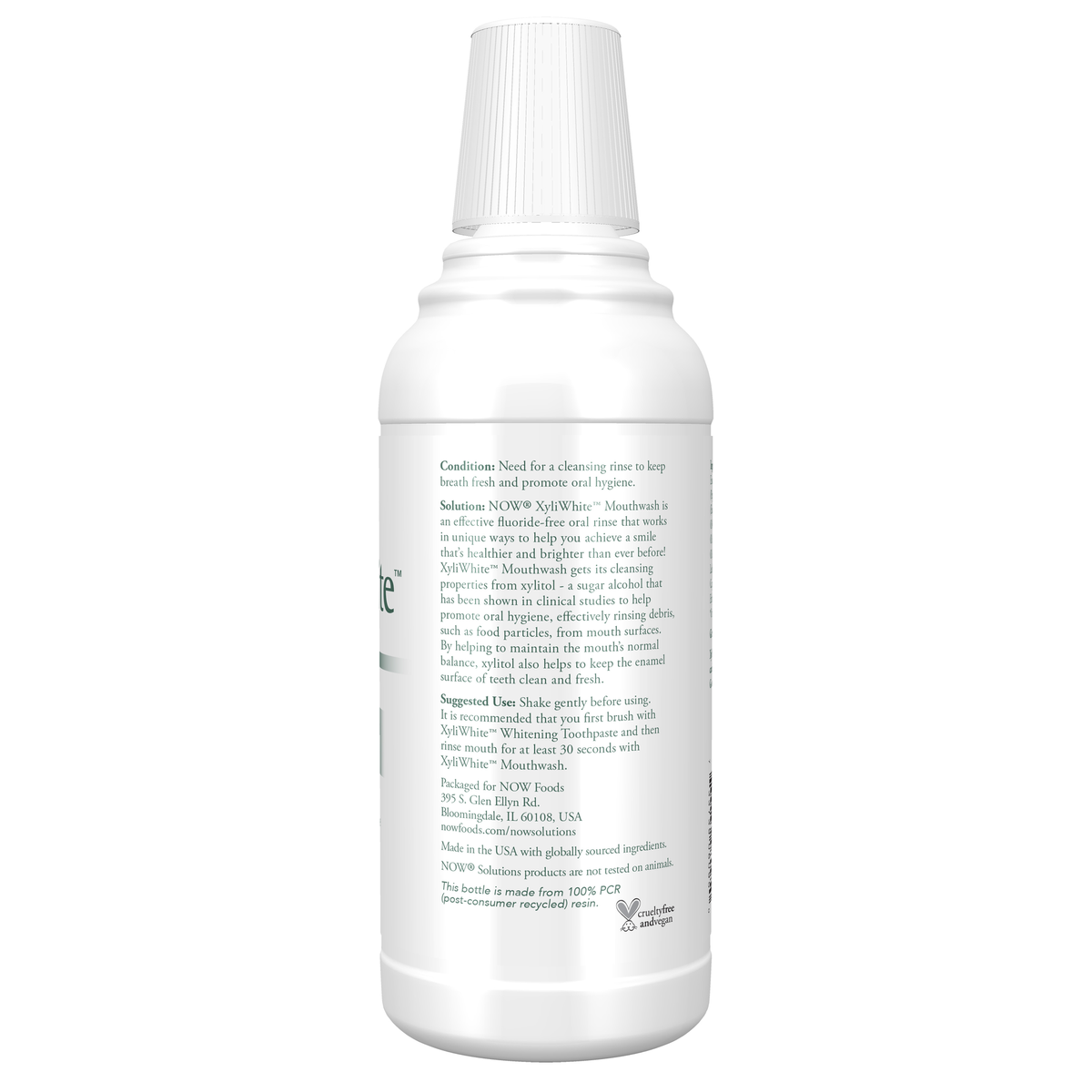 NOW Foods Xyliwhite™ Refreshmint Mouthwash - 16 oz. – Right label / Etykieta producenta