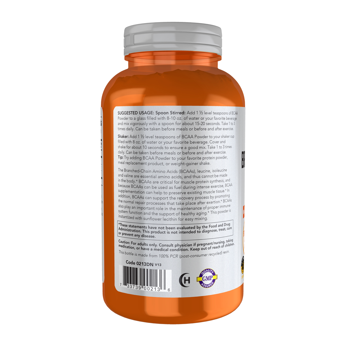 NOW Foods Branched Chain Amino Acid Powder - 12 oz. – Left label / Etykieta producenta