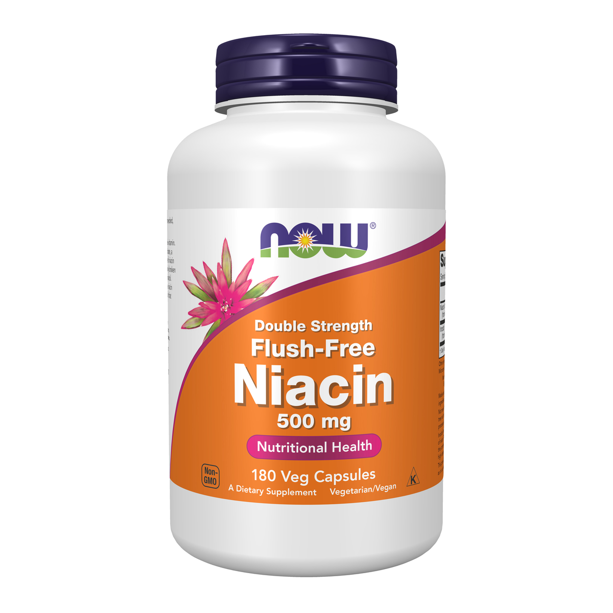 NOW Foods Niacin 500 mg, Double Strength Flush-Free - 180 Veg Capsules / niacyna 500 mg, podwójna moc Flush-bez - 180 kapsułek roślinnych