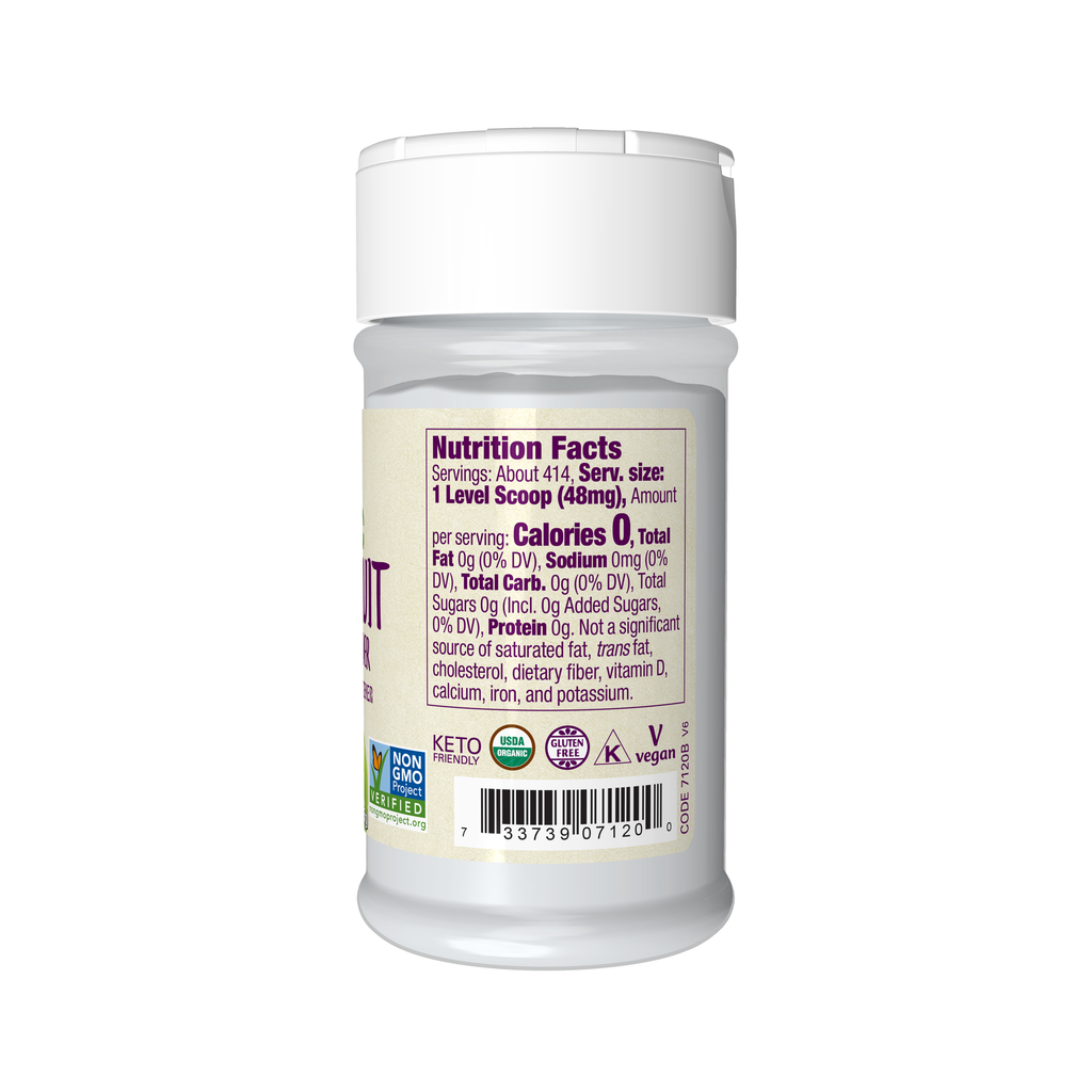 NOW Foods Monk Fruit Extract, Organic Powder - 0.7 oz. – Right label / Etykieta producenta