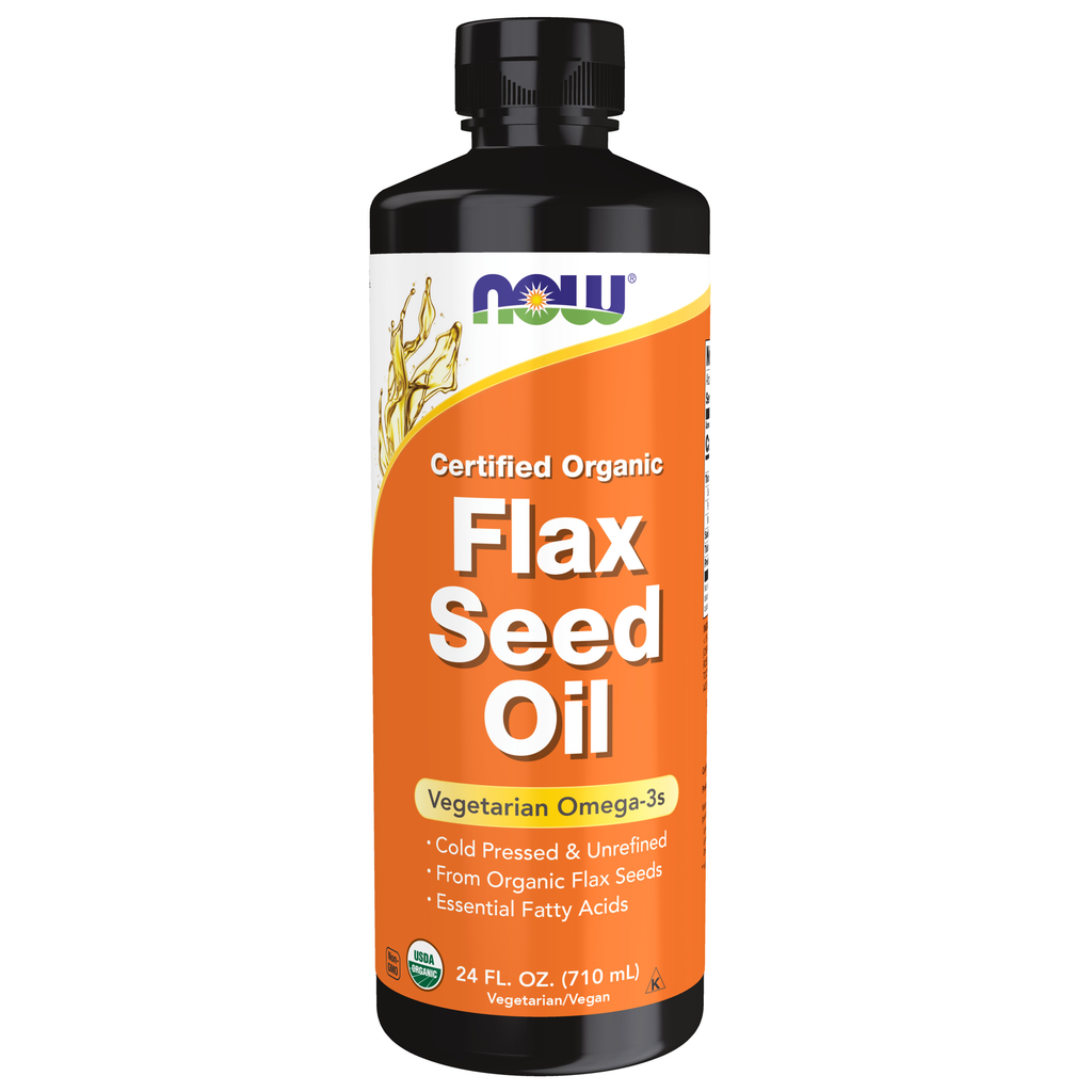 NOW Foods Flax Seed Oil Liquid, Organic - 24 fl. oz. / olej lniany płyn, produkt ekologiczny - 24 fl oz