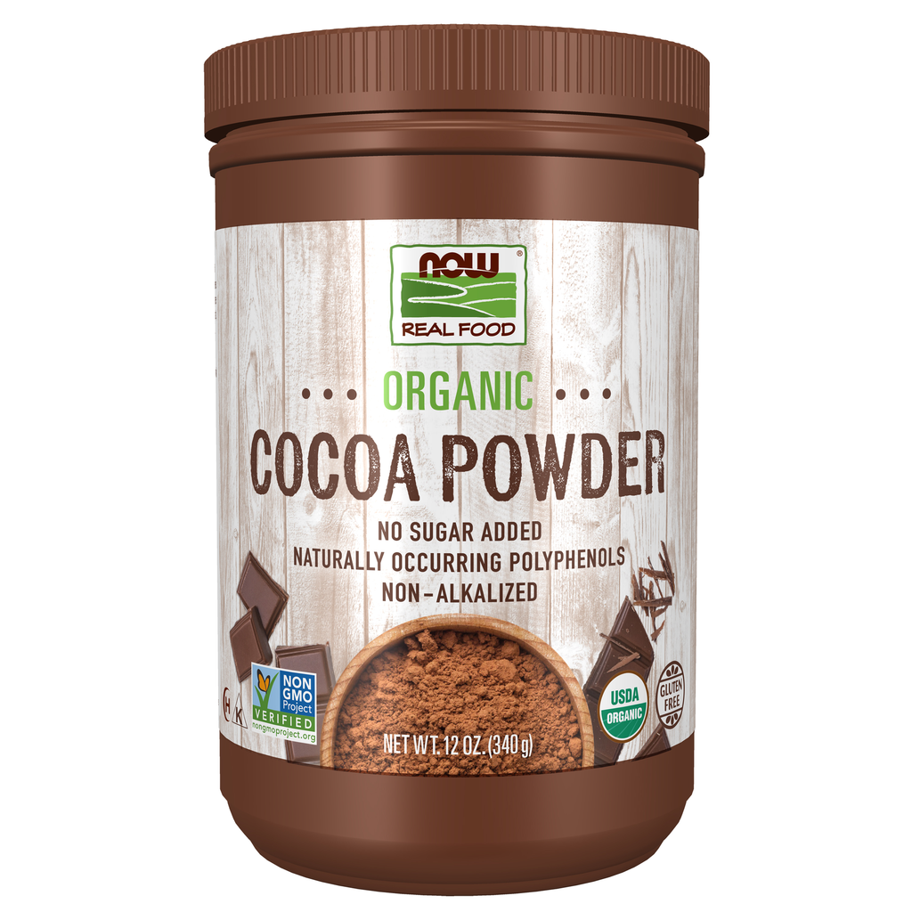 NOW Foods Cocoa Powder, Organic - 12 oz. / kakao w proszku, produkt ekologiczny - 12 oz.