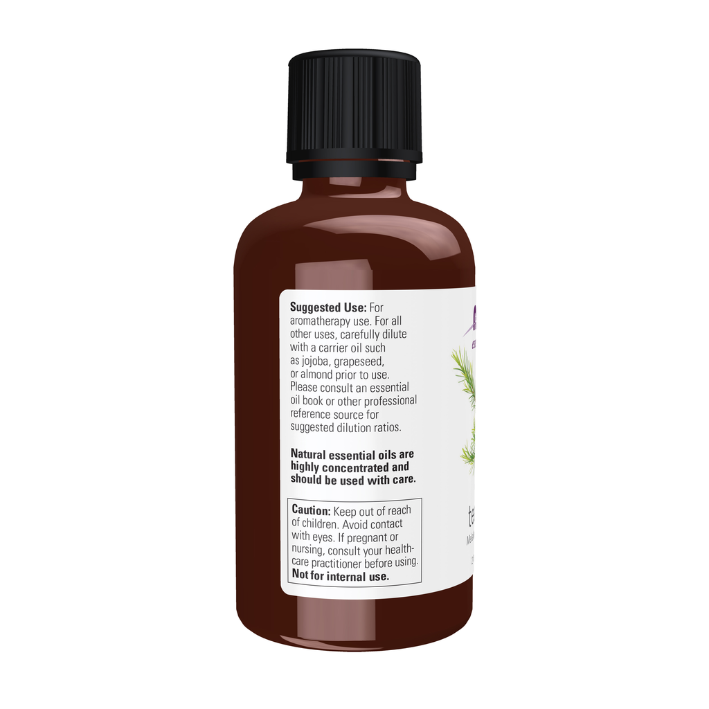 NOW Foods Tea Tree Oil - 2 fl. oz. – Left label / Etykieta producenta