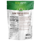 NOW Foods Pumpkin Seeds, Raw & Unsalted - 16 oz. – Back label / Etykieta producenta