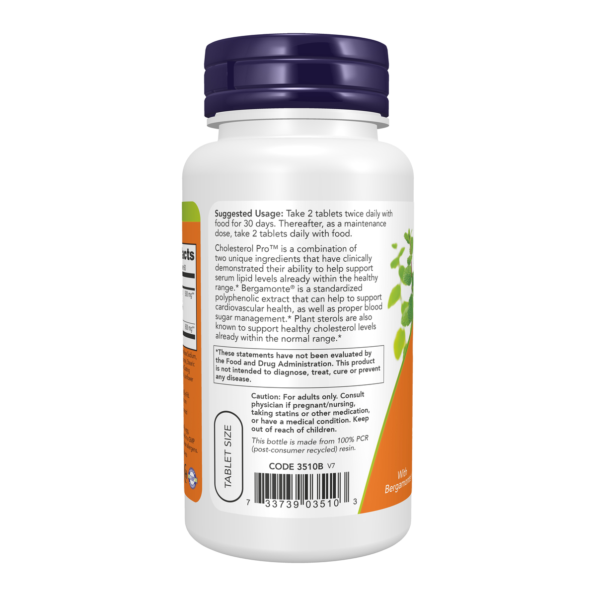 NOW Foods Cholesterol Pro™ - 120 Tablets – Left label / Etykieta producenta
