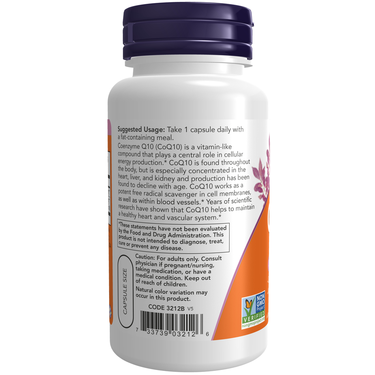 NOW Foods CoQ10 100 mg with Hawthorn Berry - 90 Veg Capsules – Manufacturer label details / Etykieta producenta