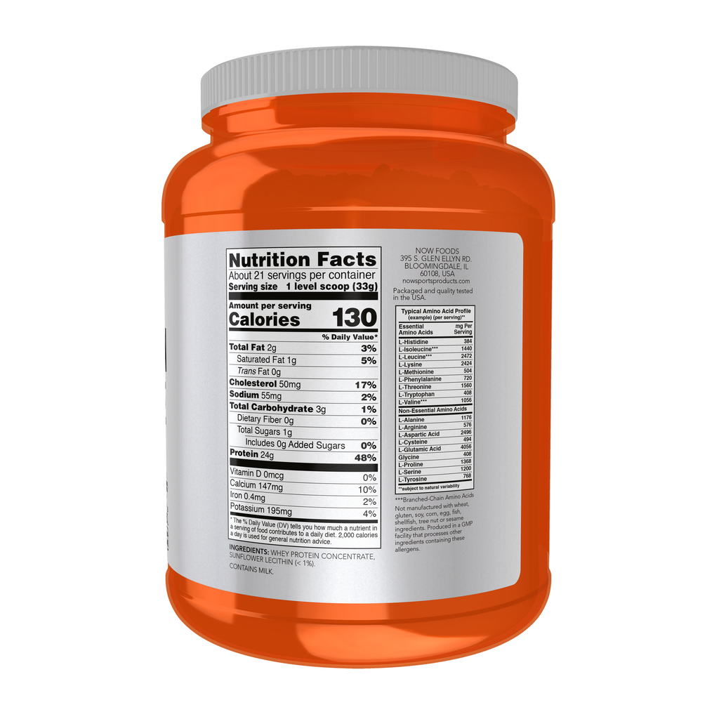 NOW Foods Whey Protein Concentrate Unflavored - 1.5 lbs. – Right label / Etykieta producenta