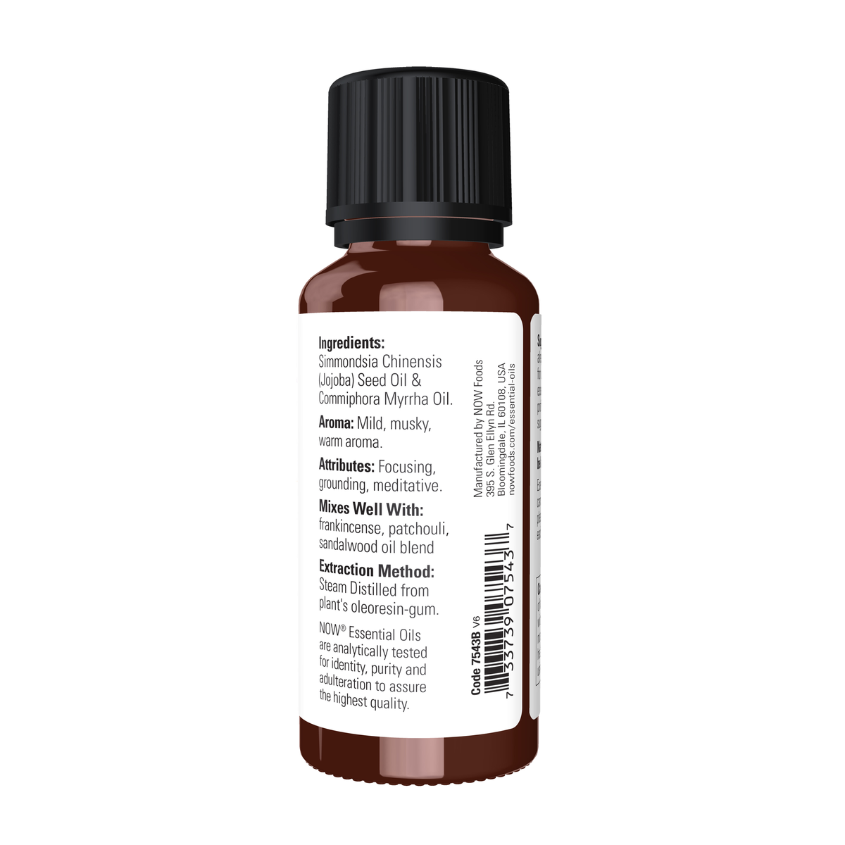 NOW Foods Myrrh Oil Blend - 1 fl. oz. – Right label / Etykieta producenta