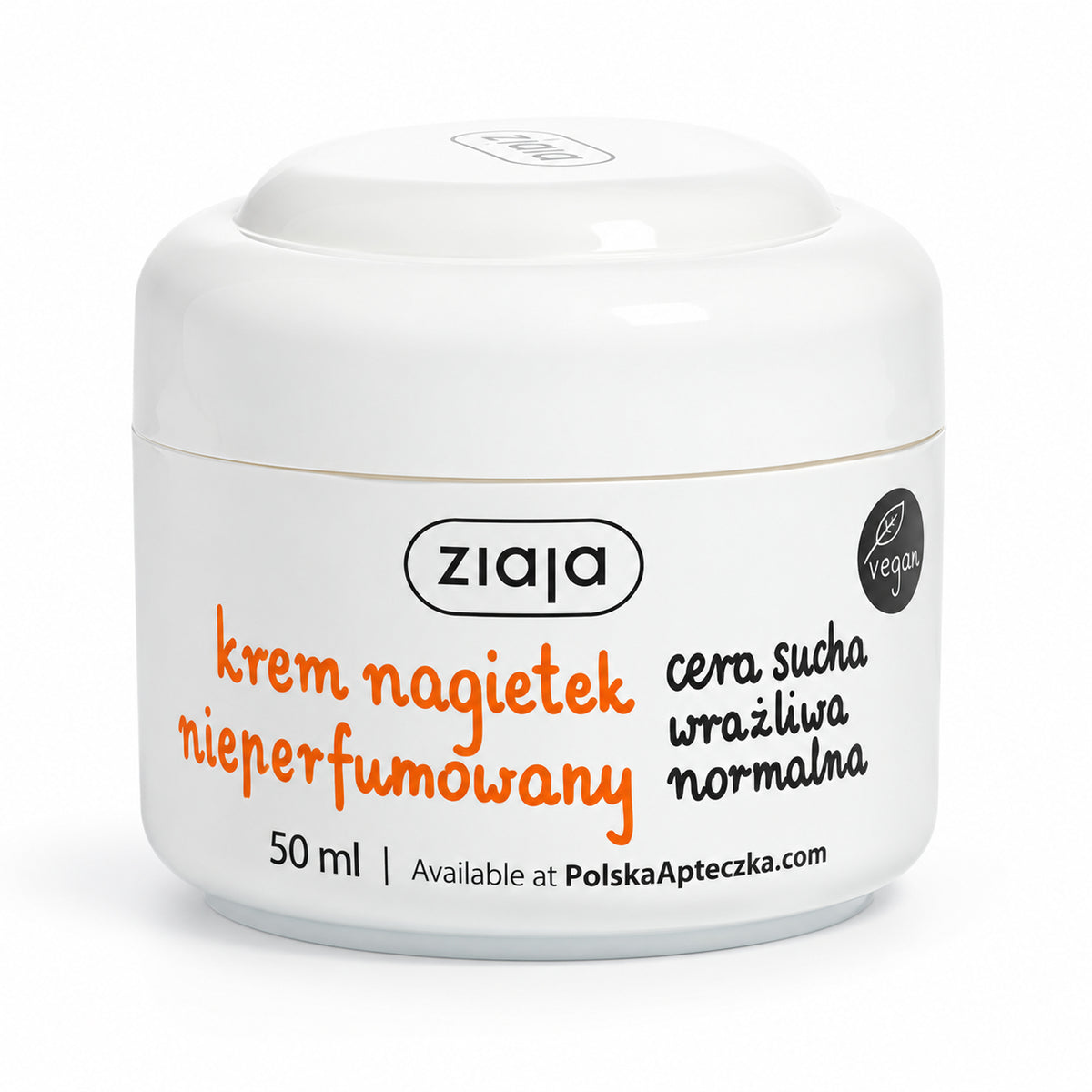 Calendula Fragrance-Free Face Cream 50ml - Ziaja product packaging on a white background