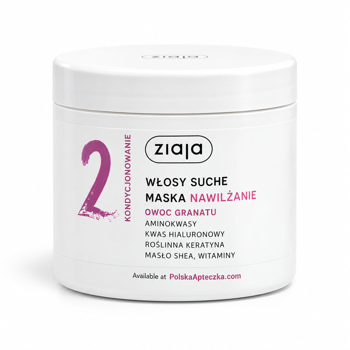 Vegan Pomegranate Moisturizing Hair Mask 350ml - Ziaja product packaging on a white background