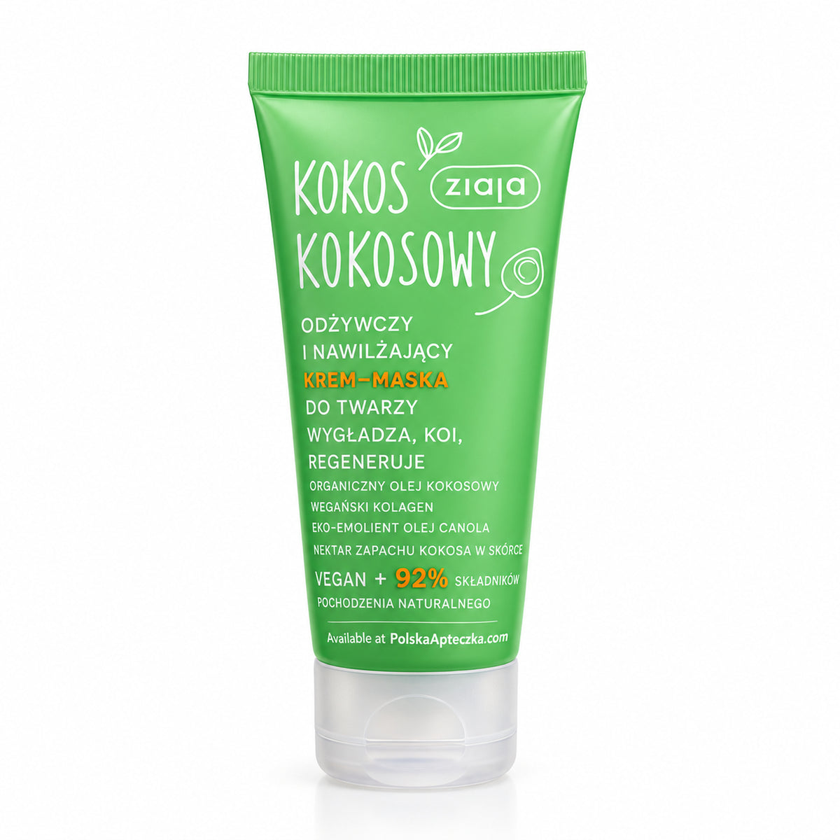 Coconut Nourishing Moisturizing Cream Face Mask 50ml - Ziaja product packaging on a white background