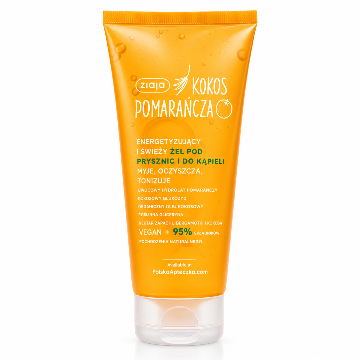 Coconut & Orange Refreshing Shower Gel 200ml - Ziaja product packaging on a white background