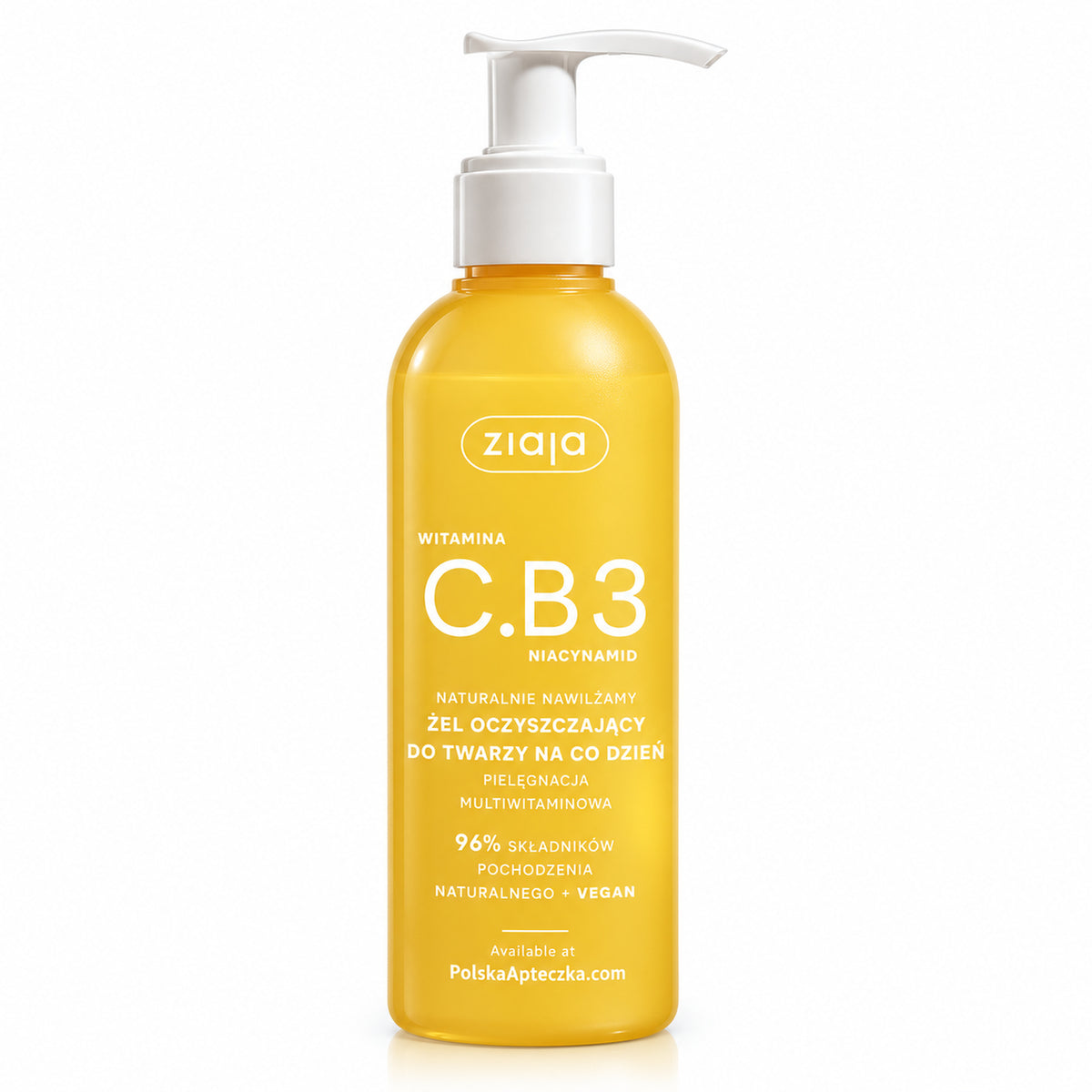 Vitamin C.B3 Niacinamide Daily Face Cleansing Gel 190ml - Ziaja product packaging on a white background