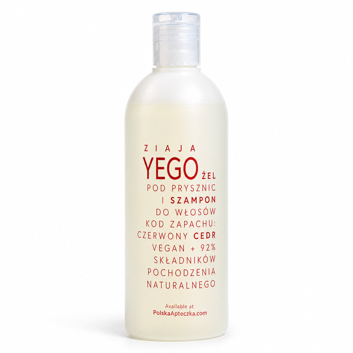 Yego Red Cedar 2-in-1 Shower Gel & Shampoo 400ml - Ziaja product packaging on a white background