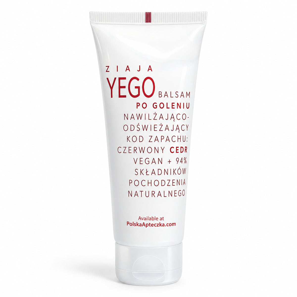 Yego Red Cedar Moisturizing After-Shave Balm 80ml - Ziaja product packaging on a white background