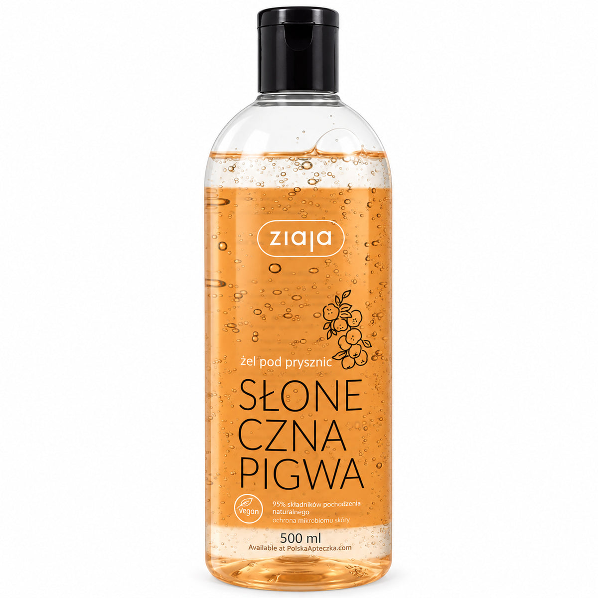 Vegan Sunny Quince Shower Gel 500ml - Ziaja product packaging on a white background