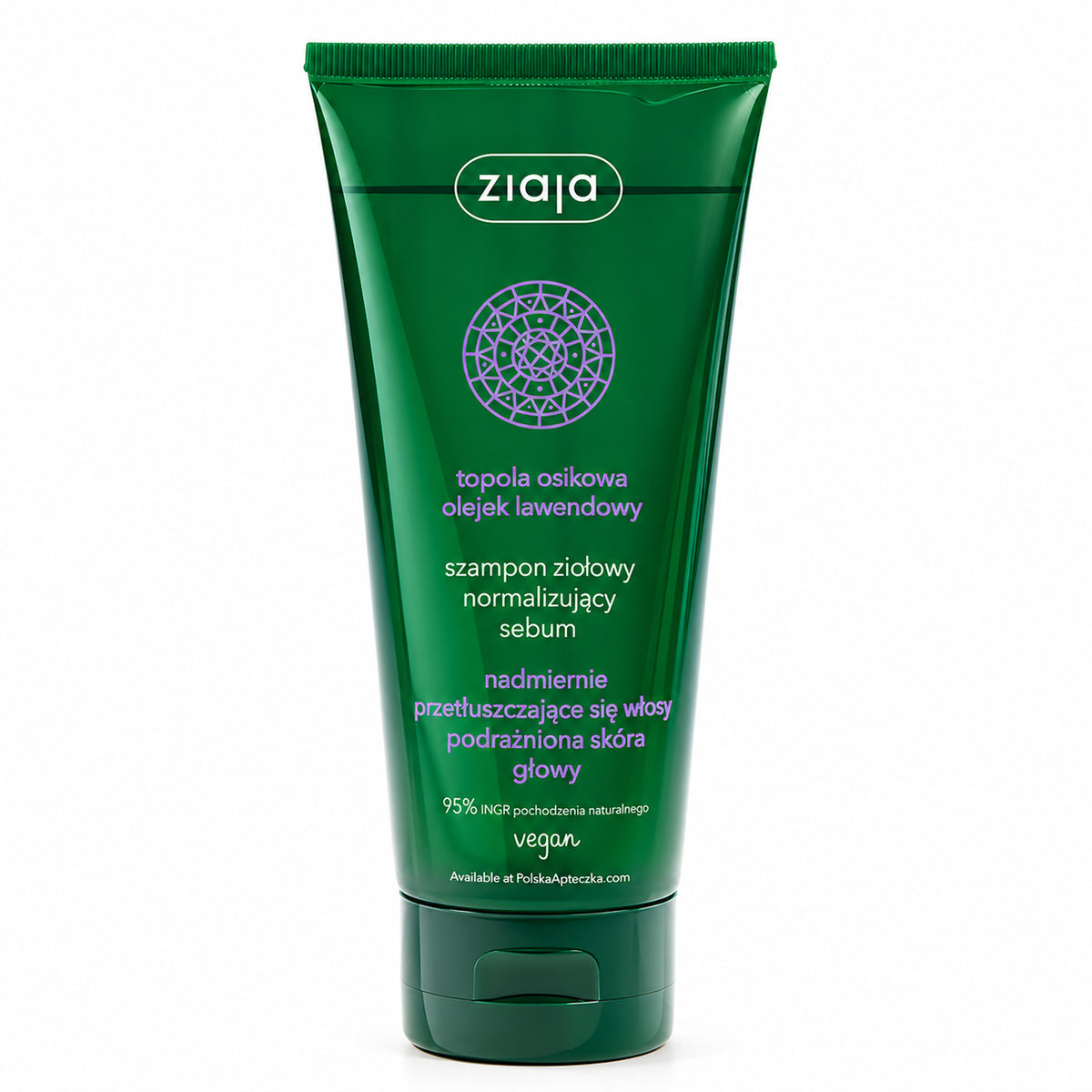 Herbal Lavender Sebum-Normalizing Shampoo 200ml - Ziaja product packaging on a white background